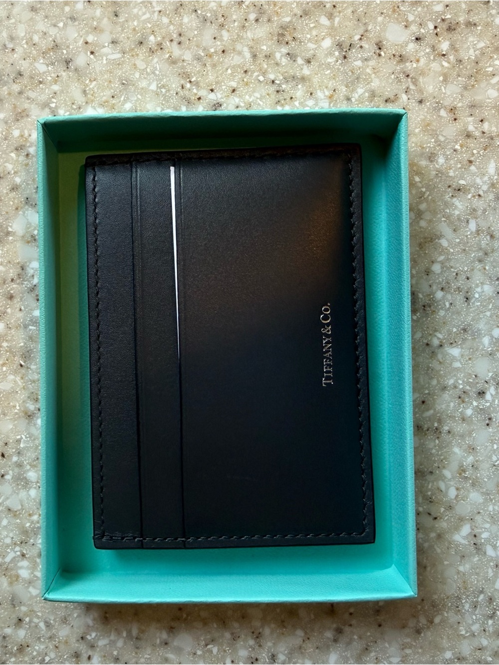 Tiffany & Co. Black Leather Card & Key Pocket